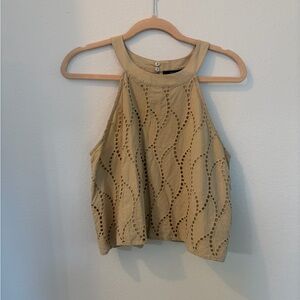 Marc New York Tan Eyelet Halter Camisole